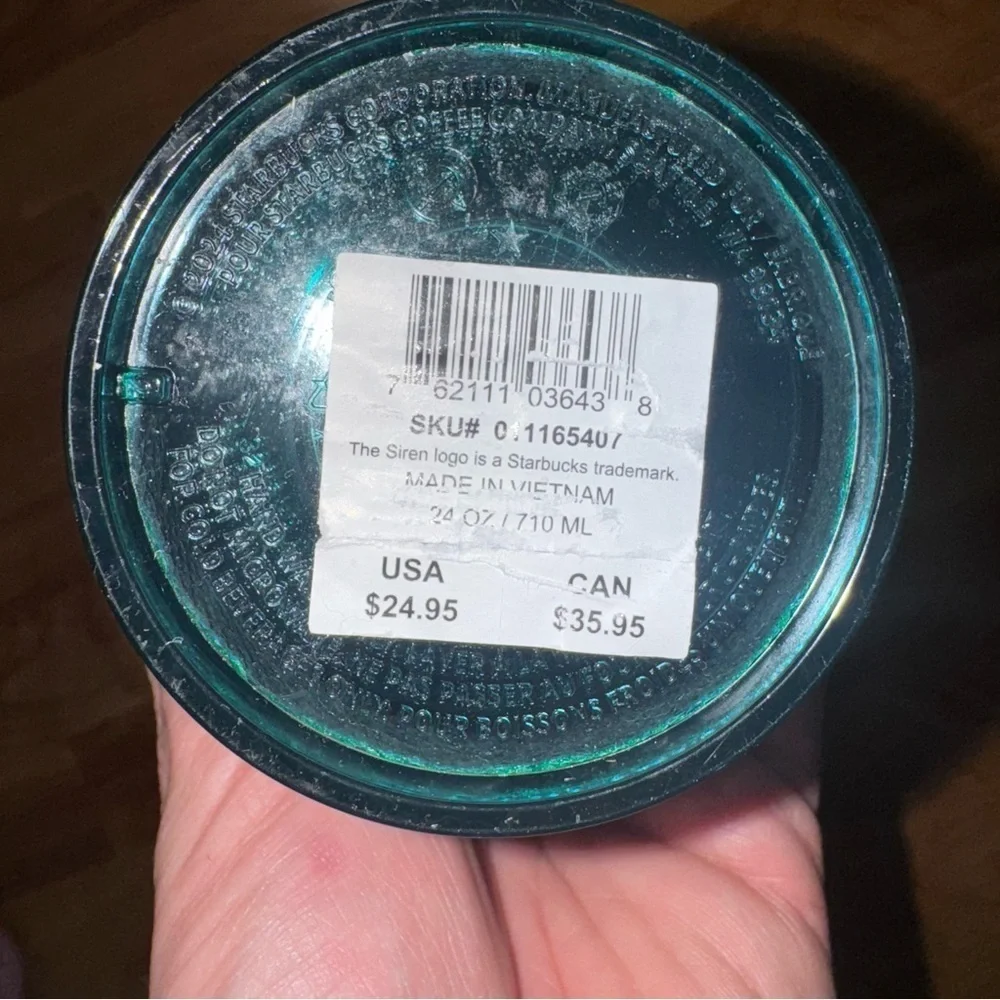 Starbucks Holographic Emerald Green Mermaid Scales Cup - No Straw 24 Ounces